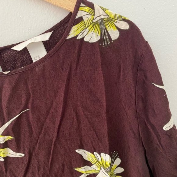 CLOSING SALE Maroon Floral H&M Top - Picture 6 of 7